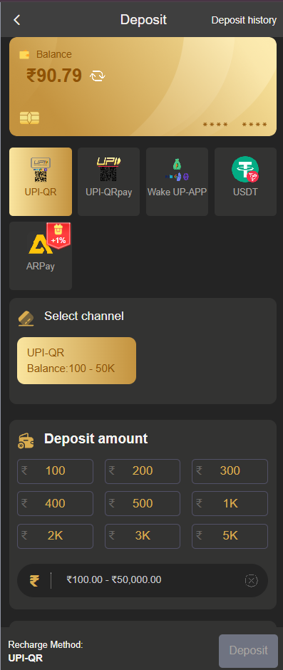BDG Game Deposit Process